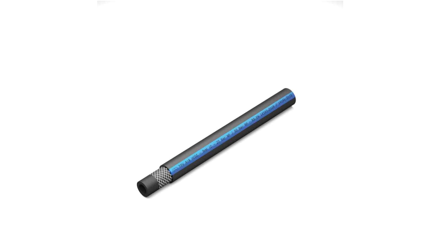 RS PRO Schlauch, Ø 8mm 15mm Schwarz, Blau TPE Übertragung 20 bar für Druckluft x 25m