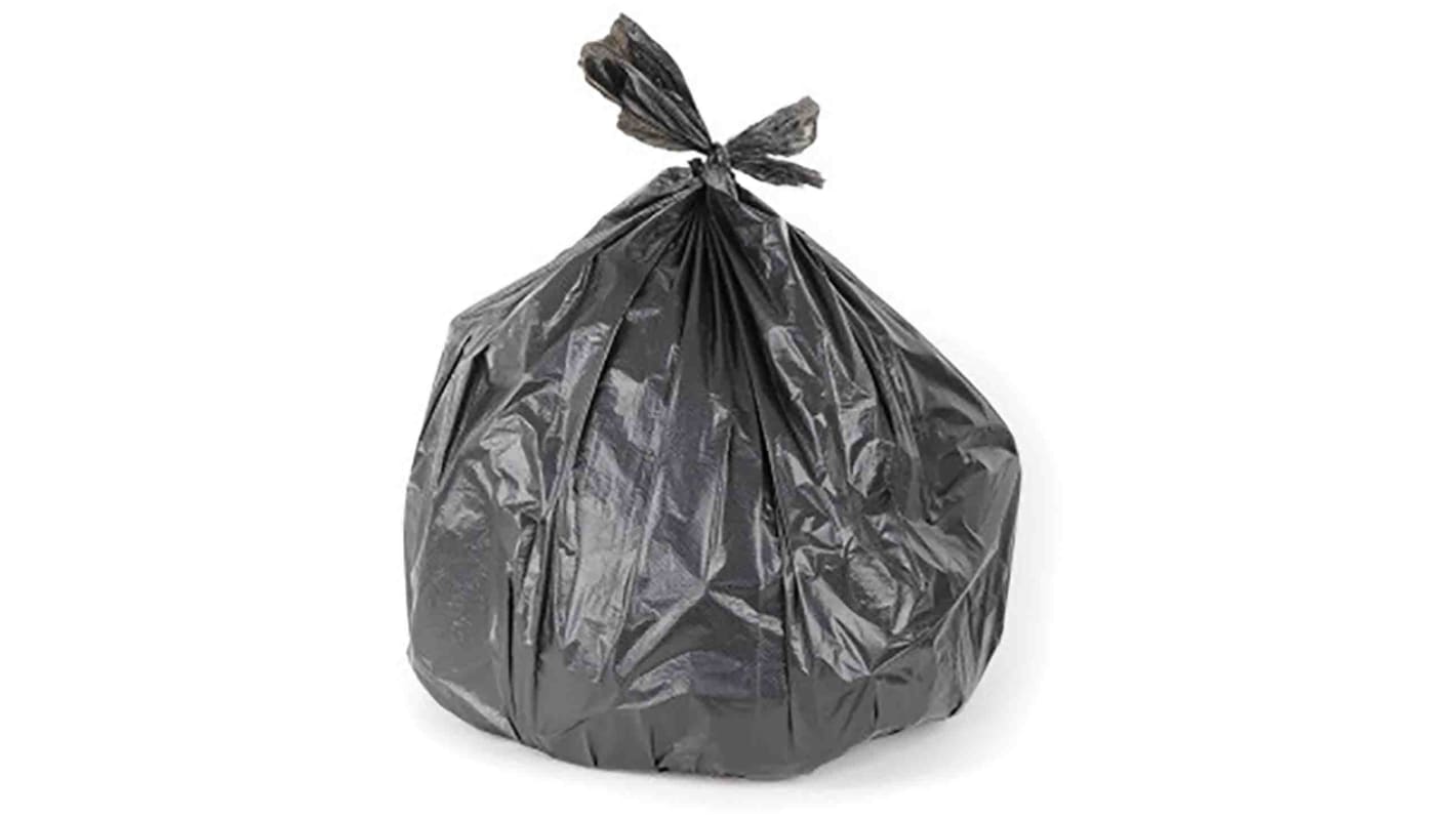 Cromwell Polythene Black Polythene Bin Bag, 90L Capacity, 200 per Package