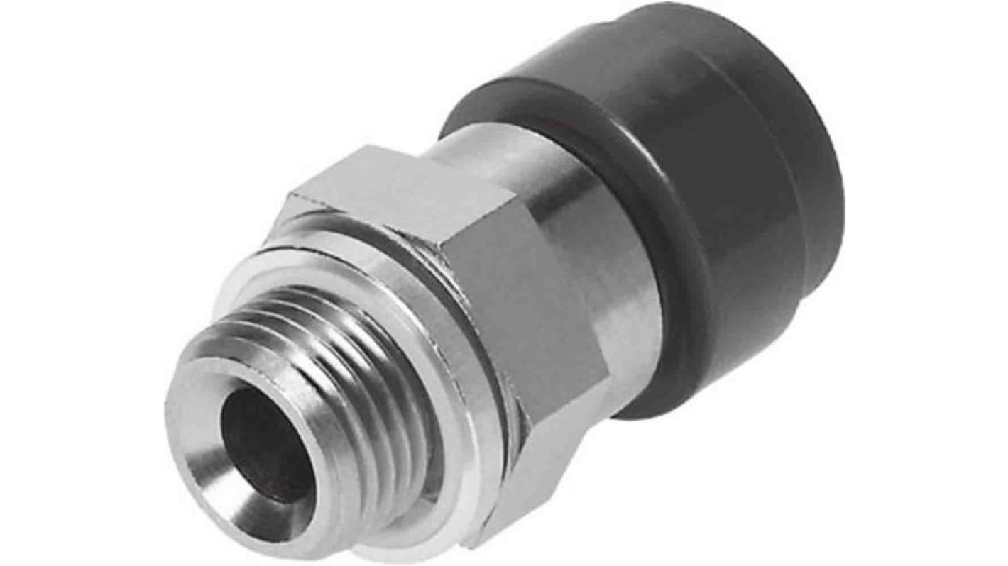 Festo Straight Threaded Adaptor, G 1/4 Male to Push In 10 mm, Threaded-to-Tube Connection Style, 186318