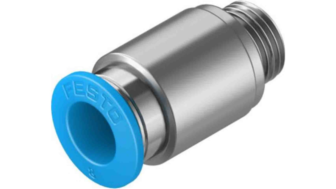 Festo Straight Threaded Adaptor, G 1/8 Male to Push In 8 mm, Threaded-to-Tube Connection Style, 133010