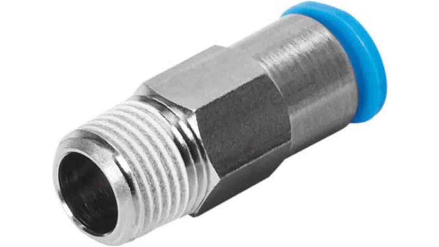 Festo Straight Threaded Adaptor, R 1/8 Male to Push In 4 mm, Threaded-to-Tube Connection Style, 153419