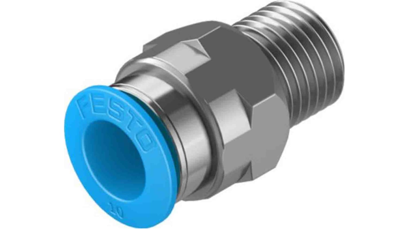 Festo Straight Threaded Adaptor, R 1/4 Male to Push In 10 mm, Threaded-to-Tube Connection Style, 130679