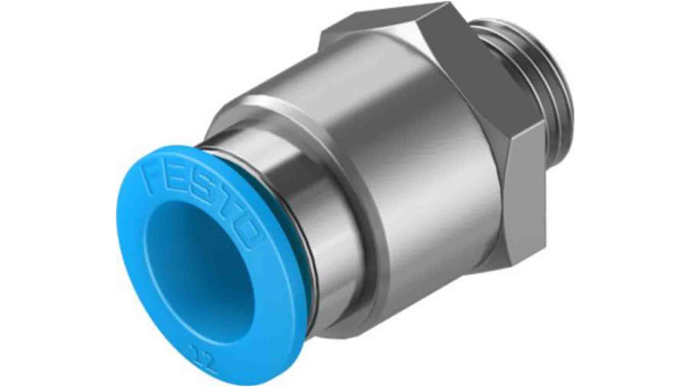 Festo Straight Threaded Adaptor, G 1/4 Male to Push In 12 mm, Threaded-to-Tube Connection Style, 132042