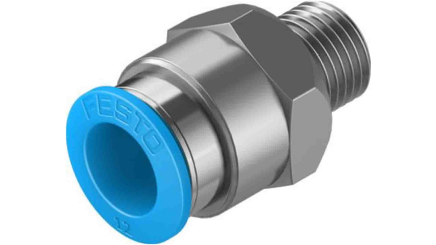 Festo Straight Threaded Adaptor, G 1/4 Male to Push In 12 mm, Threaded-to-Tube Connection Style, 130680