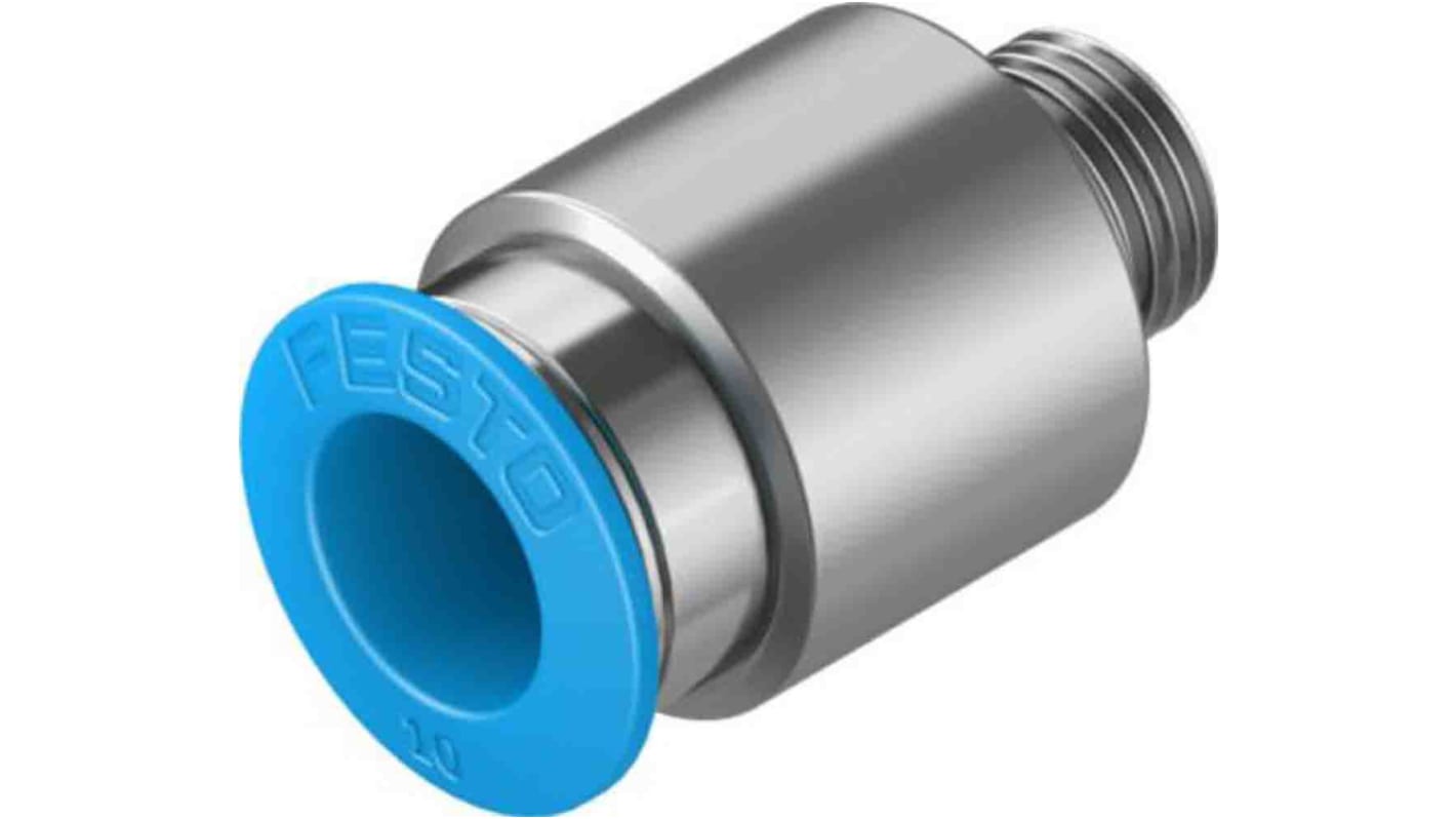 Festo Straight Threaded Adaptor, G 1/8 Male to Push In 10 mm, Threaded-to-Tube Connection Style, 133000