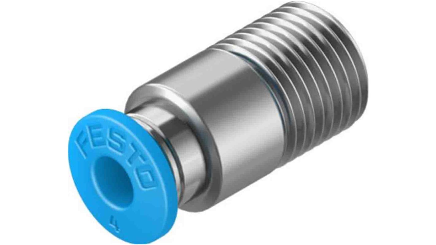 Festo Straight Threaded Adaptor, R 1/8 Male to Push In 4 mm, Threaded-to-Tube Connection Style, 133191