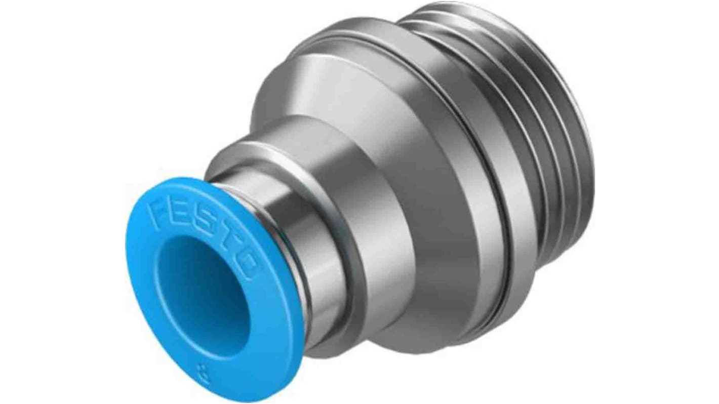 Festo Straight Threaded Adaptor, G 1/2 Male to Push In 12 mm, Threaded-to-Tube Connection Style, 132046