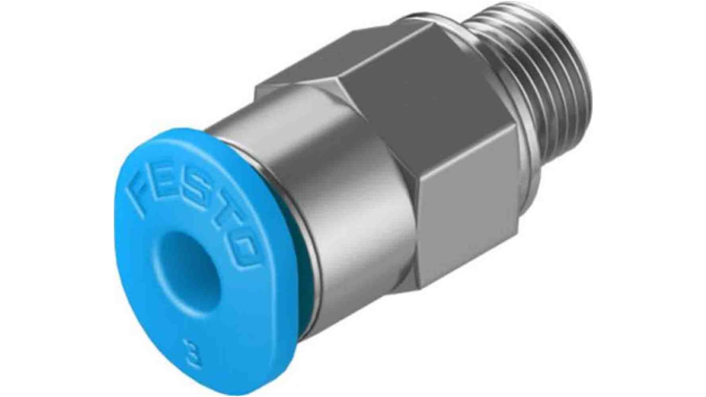 Festo Straight Threaded Adaptor, M5 Male to Push In 3 mm, Threaded-to-Tube Connection Style, 130777