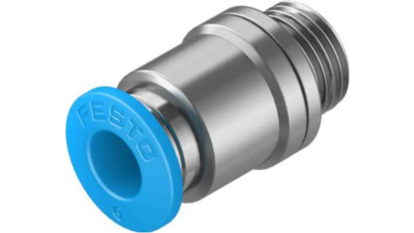 Festo Straight Threaded Adaptor, G 1/8 Male to Push In 6 mm, Threaded-to-Tube Connection Style, 133009