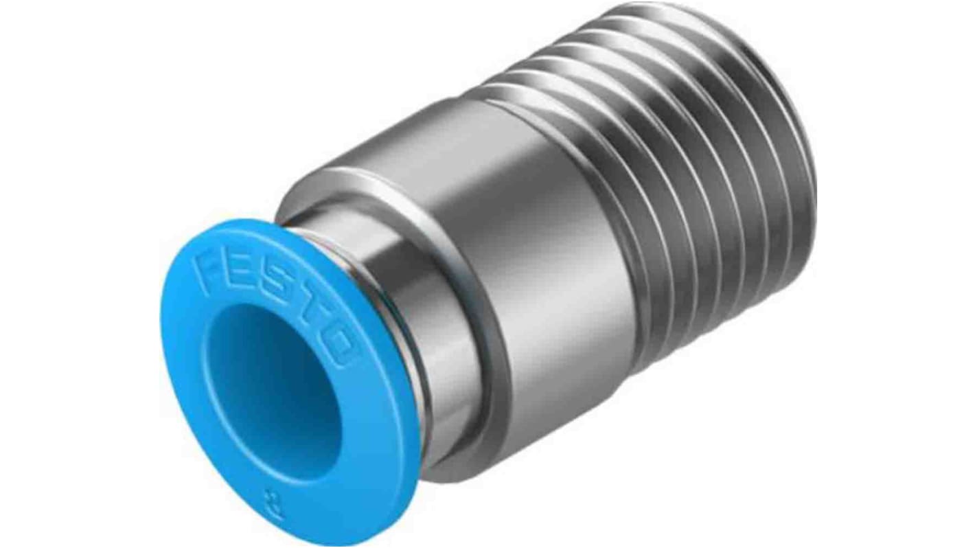 Festo Straight Threaded Adaptor, R 1/4 Male to Push In 8 mm, Threaded-to-Tube Connection Style, 133190