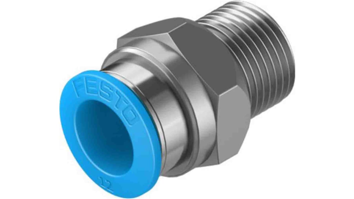 Festo Straight Threaded Adaptor, G 3/8 Male to Push In 12 mm, Threaded-to-Tube Connection Style, 130683