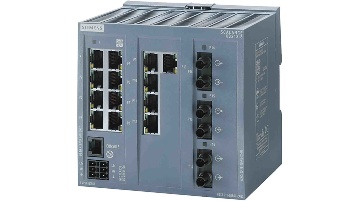 Siemens Ethernet-Switch, 13 x RJ45 / 10/100Mbit/s für DIN-Schienen, 24V dc