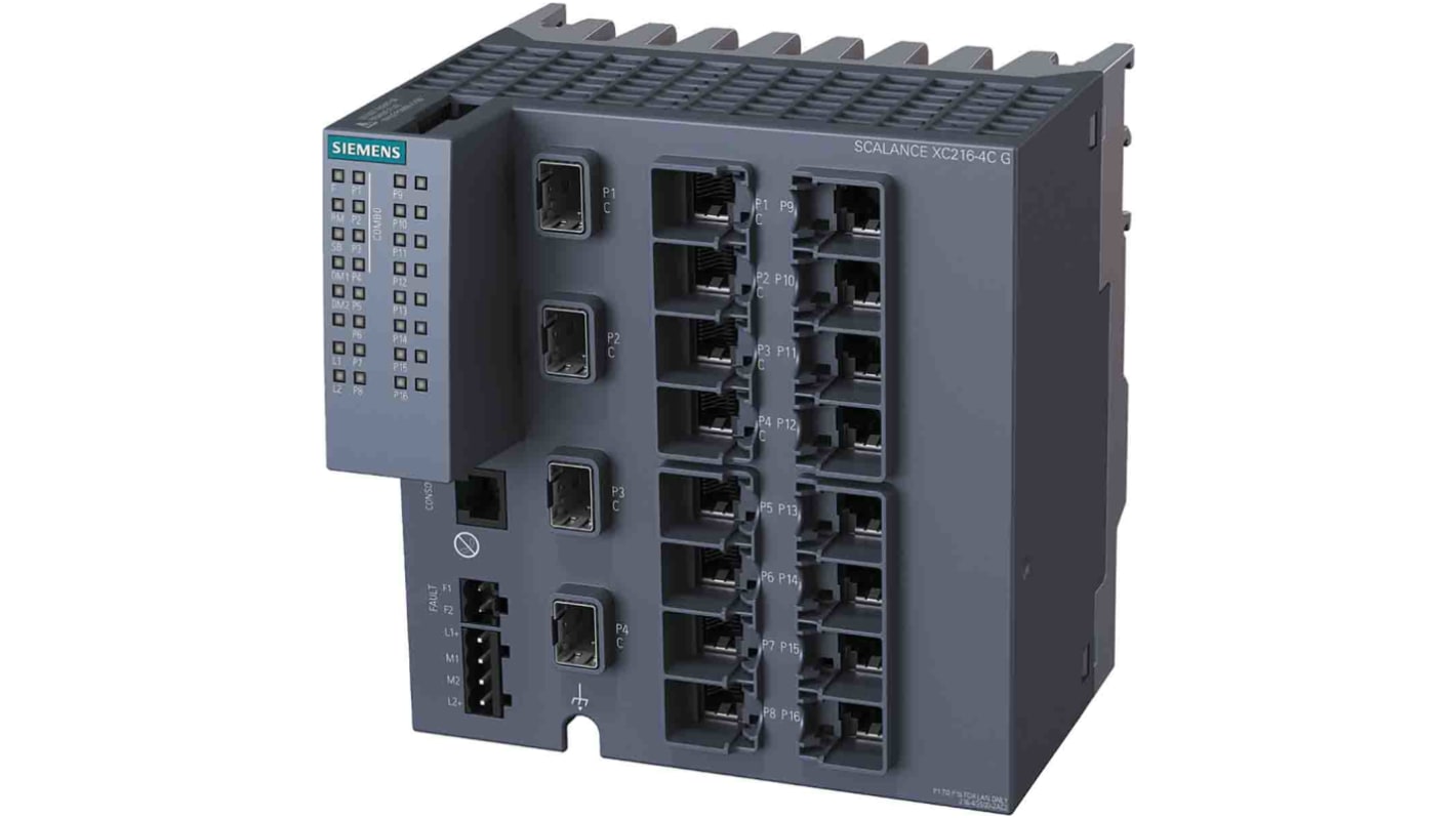 Siemens Ethernet kapcsoló 16 db RJ45 port, rögzítés: DIN-sín, 10/100/1000Mbit/s