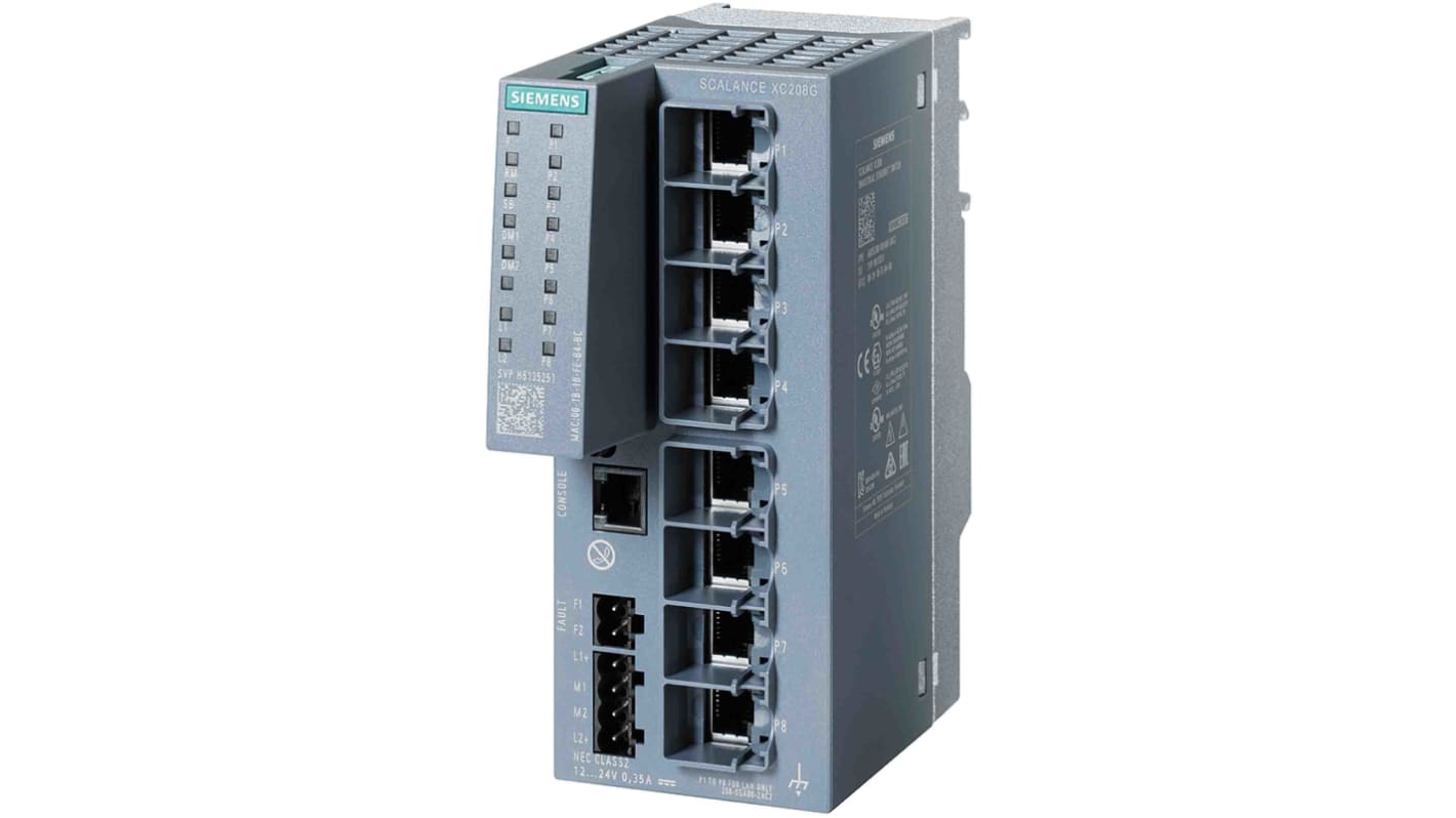 Siemens Ethernet kapcsoló 8 db RJ45 port, rögzítés: DIN-sín, fal, 10/100/1000Mbit/s