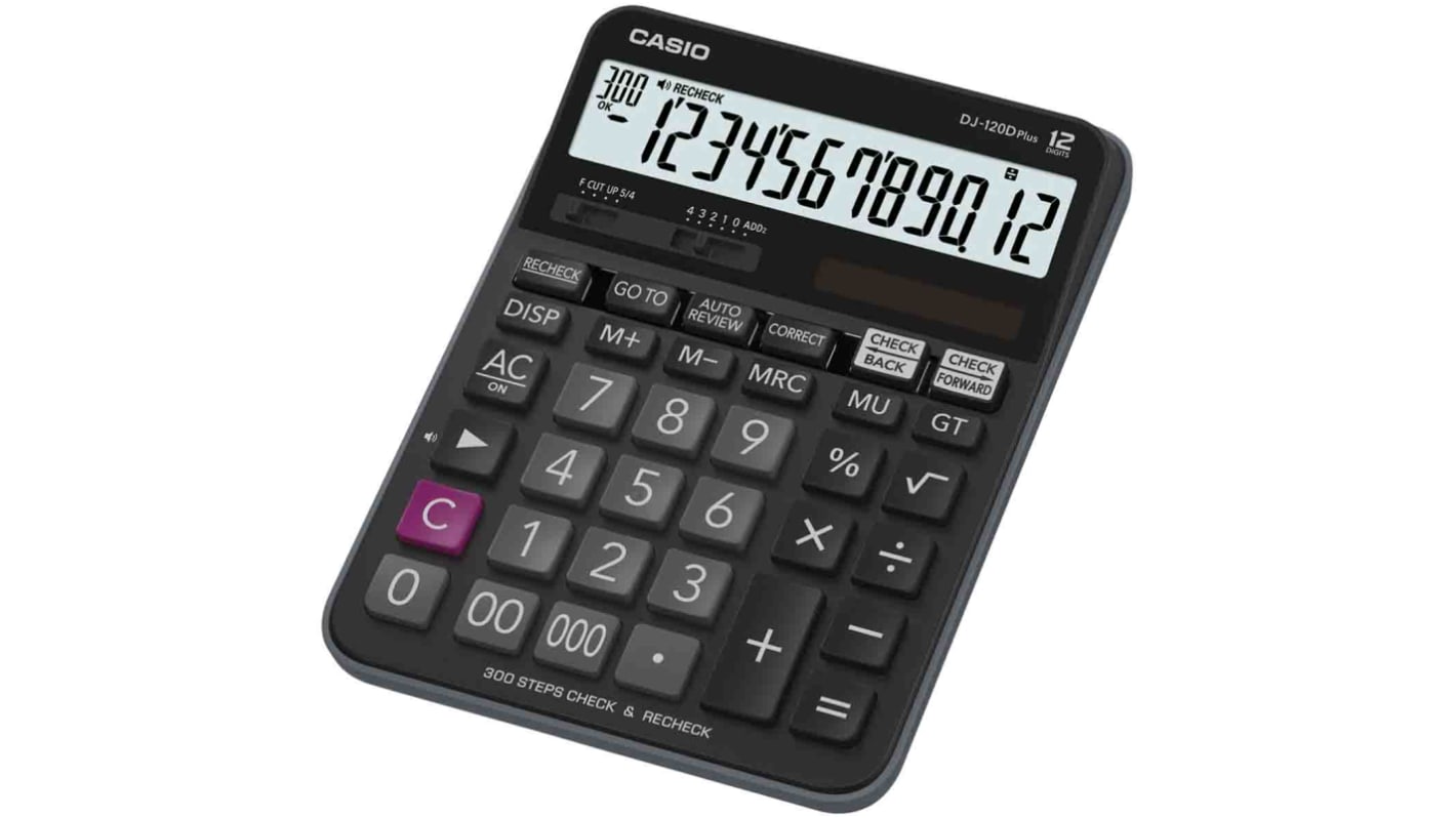 Calculatrice de bureau Casio DJ-120DPLUS, Piles