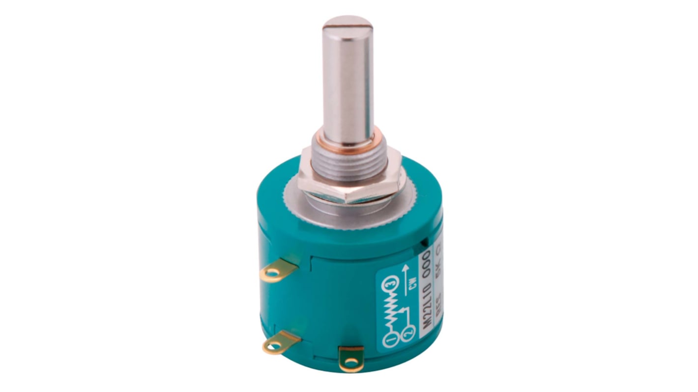 Nidec Components 10kΩ Rotary Potentiometer 10-Turns 1-Gang, M22L10-100 ...