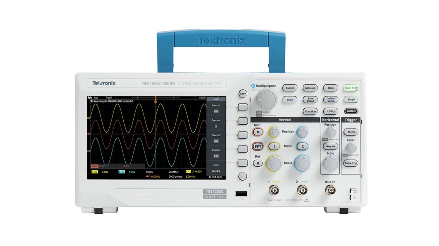 Osciloskop, řada: TBS1000C TBS1202C stolní 200MHz 2 analogové kanály Tektronix