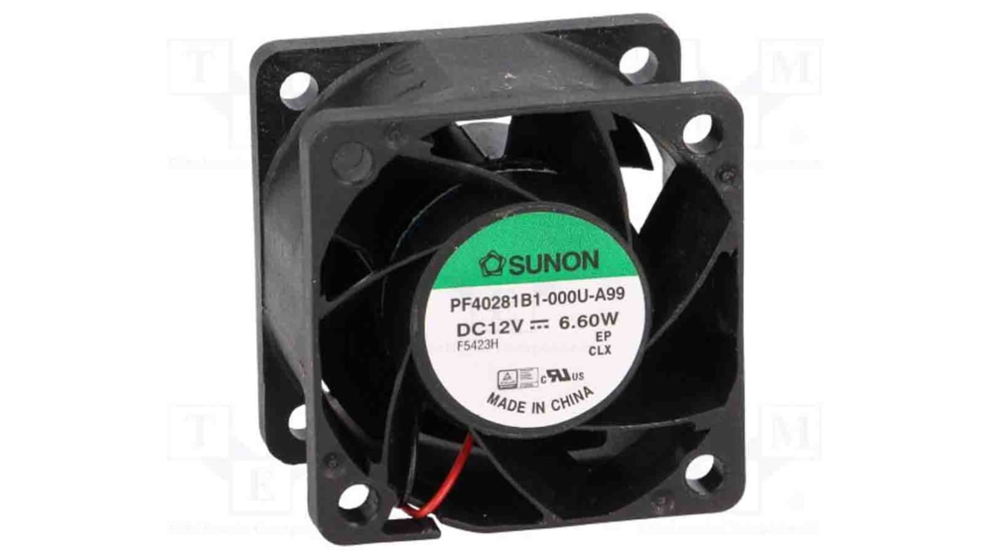 Sunon Axial Fan, 12 V dc, DC Operation, 24.9cfm, 6.12W, 587mA Max, IP20, 40 x 40 x 28mm