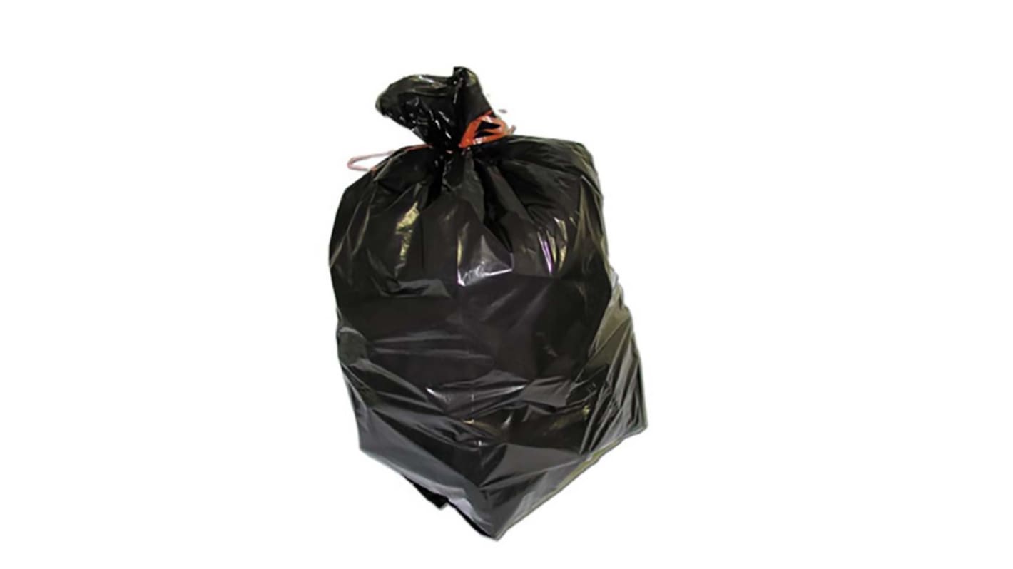 Black Polyethylene Bin Bag, 110L Capacity, 14 μ Thickness, 200 per Package