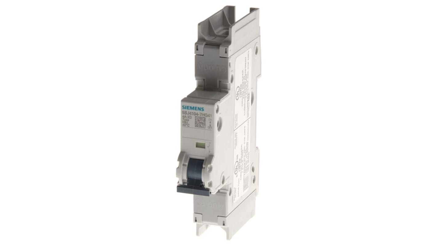 Siemens SENTRON 5SJ4 MCB, 1P, 4A Curve C, 14 kA Breaking Capacity