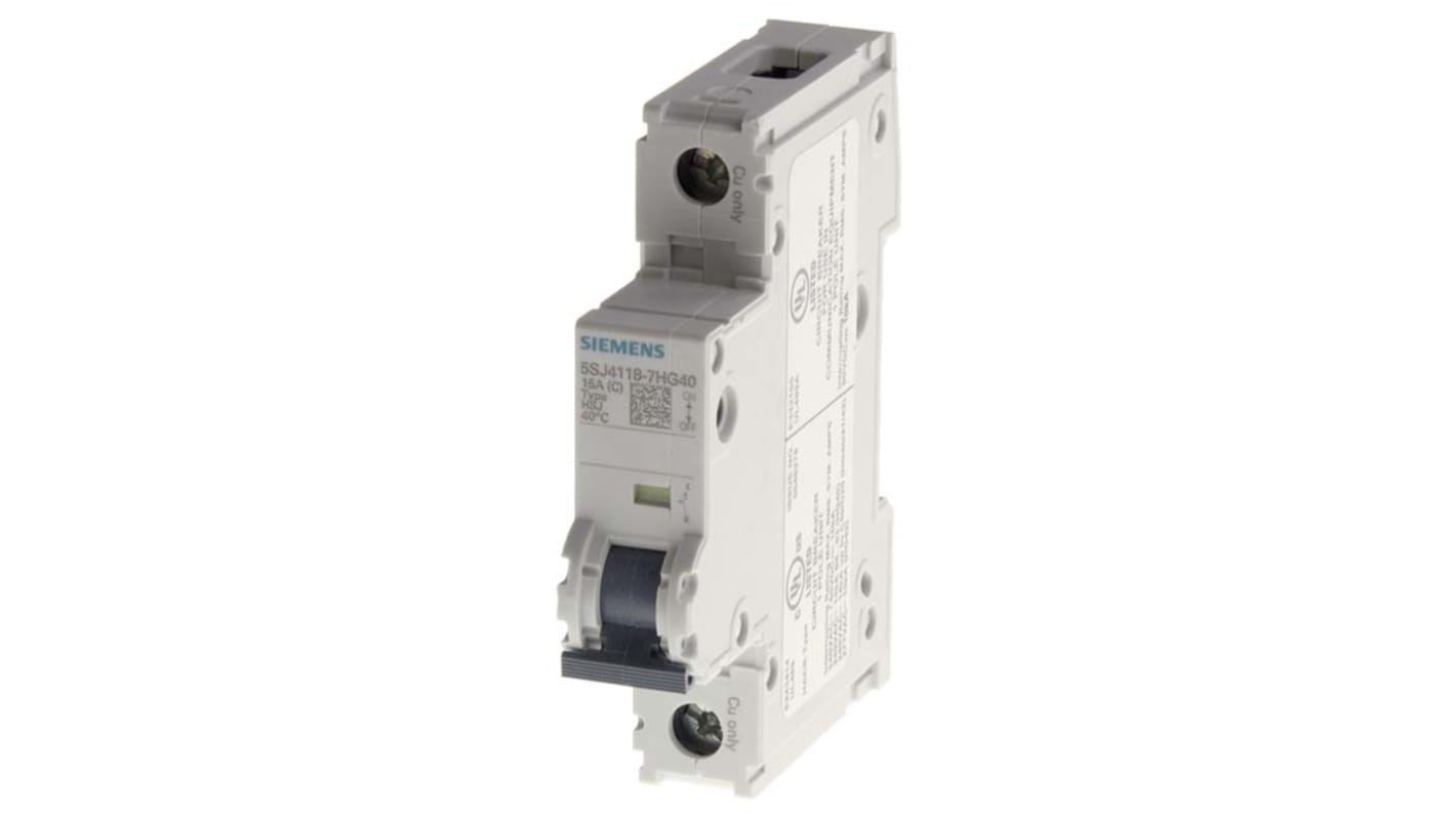 Siemens SENTRON 5SJ4 MCB, 1P, 4A Curve C, 14 kA Breaking Capacity