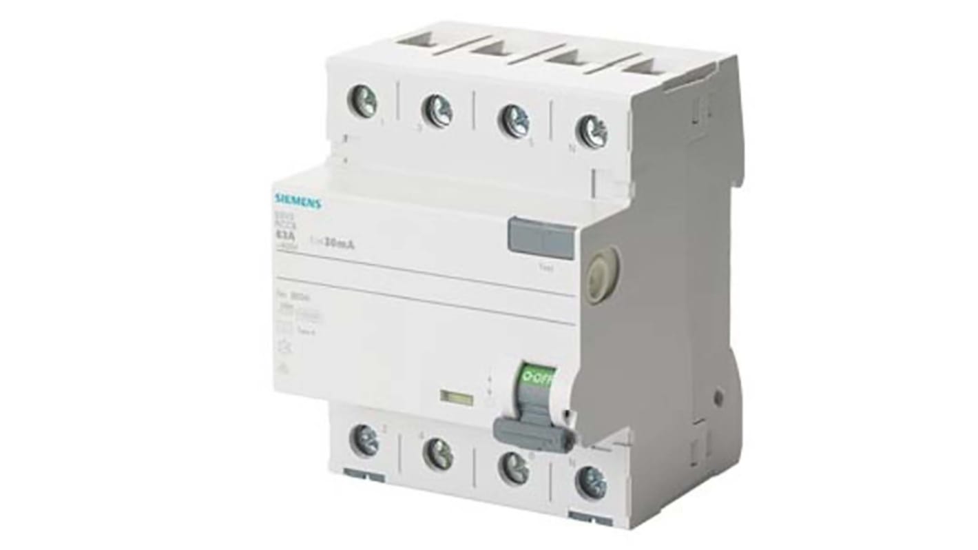 RCCB Siemens 5SV3, 4P, 40A, sensibilità 30mA, Modello F