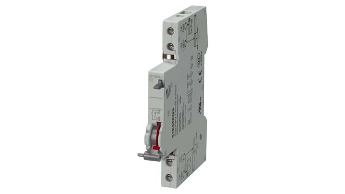 Siemens Auxiliary Contact, 2 Contact, 1NC + 1NO, DIN Rail Mount, SENTRON