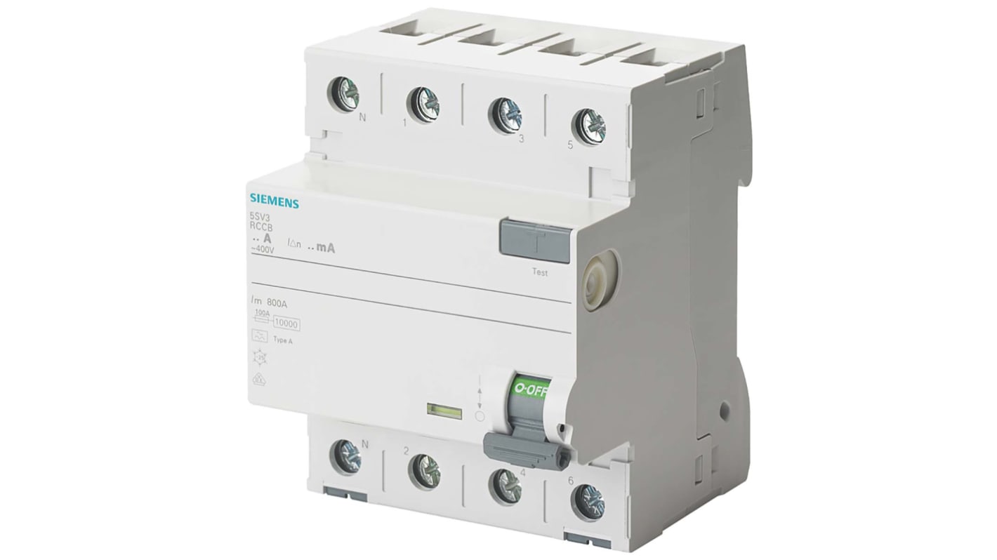 Siemens 5SV3 RCCB, 4-polig, 25A, 30mA Typ A SENTRON 230V ac