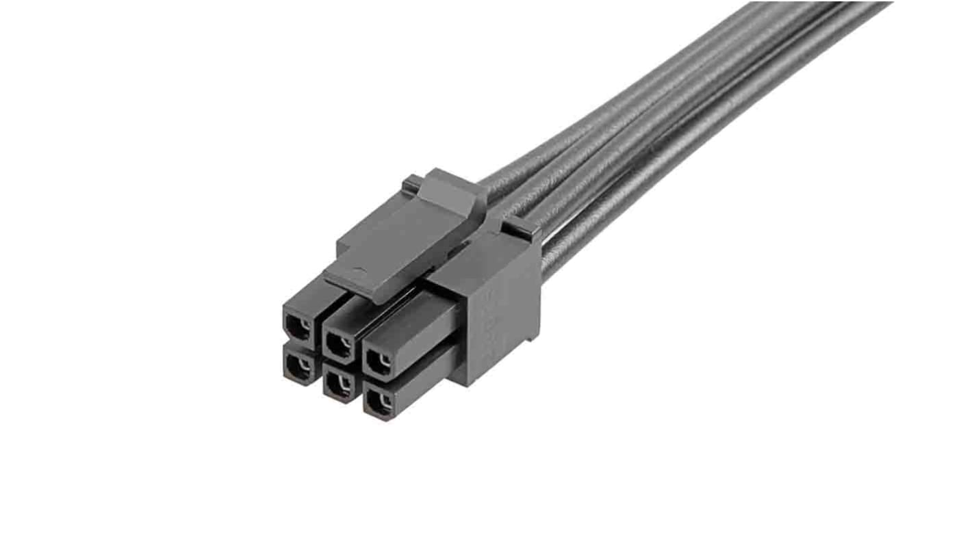 Conjunto de cables Molex Micro-Fit 3.0 214755, long. 300mm, Con A: Hembra, 6 vías, Con B: Hembra, 6 vías, paso 3mm