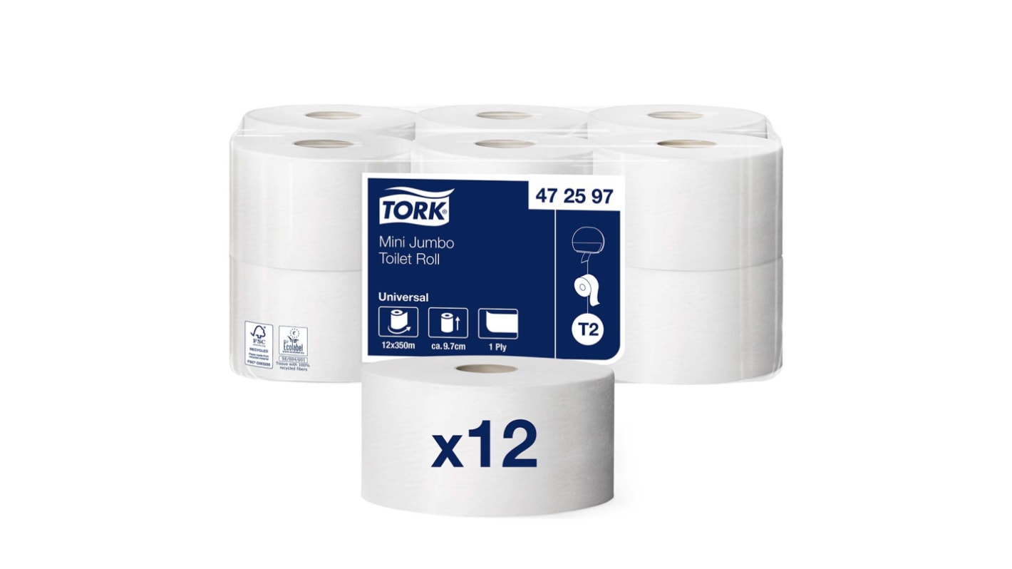 Tork 12 rolls of 350m per roll Sheets Toilet Roll, 1 ply