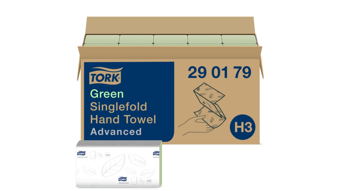 Tork Papirhåndklæde, Tork® Easy Handling™, 115 x 250mm 2 lag, Grøn, Foldet, interleaved, 250 x 15 ark