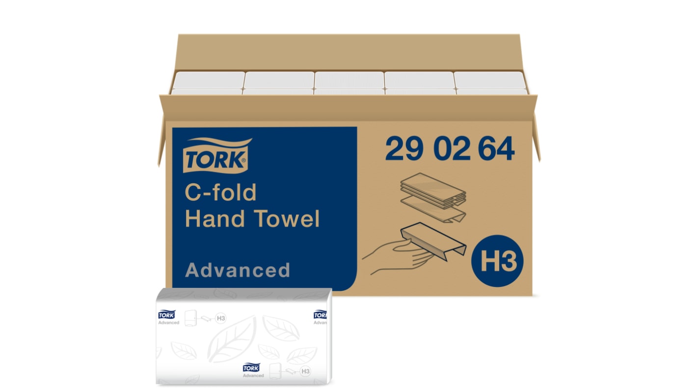 Tork Tork® C Fold Folded White Paper Towel, 100 x 248mm, 2-Ply, 120 x 20 Sheets