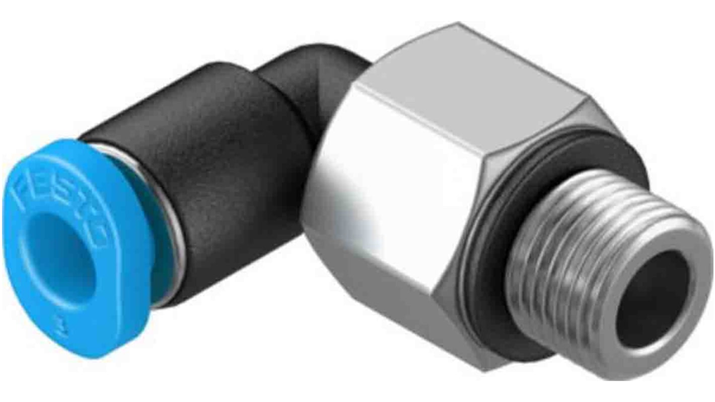 Festo Elbow Threaded Adaptor, M5 Male to Push In 2 mm, Threaded-to-Tube Connection Style, 133031