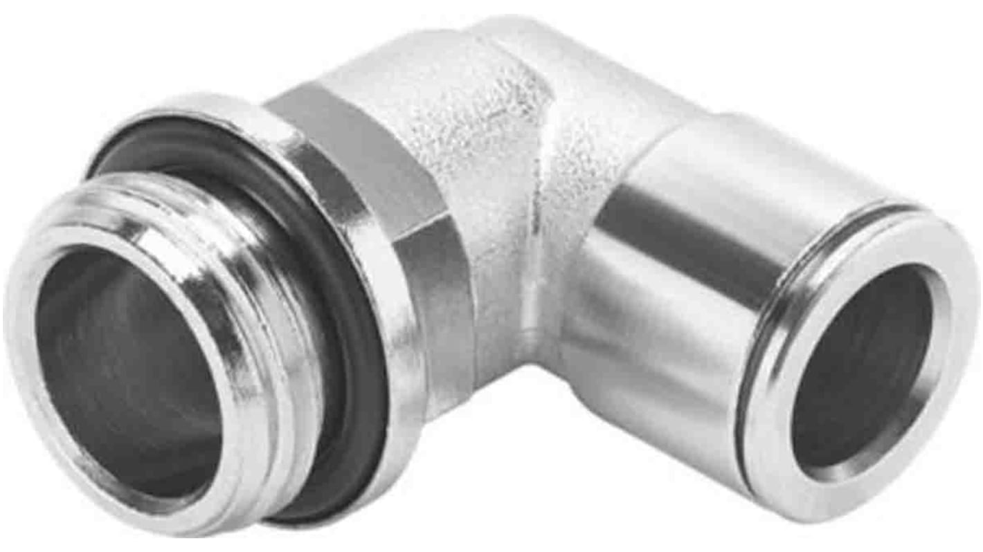 Festo Elbow Threaded Adaptor, G 3/8 Male to Push In 8 mm, Threaded-to-Tube Connection Style, 558715