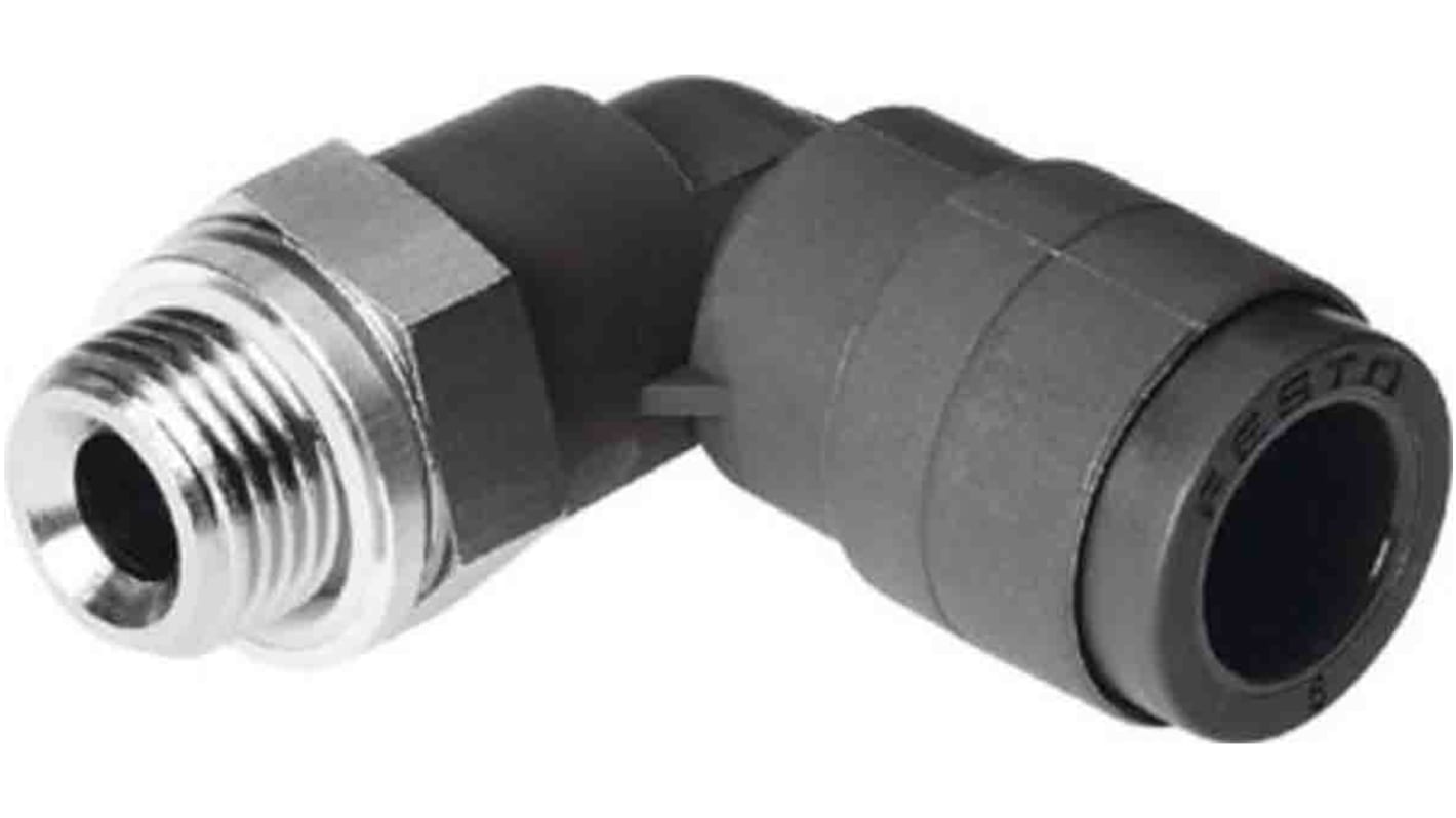 Adaptateur fileté coudé Festo vers Enfichable, 8 mm G 1/8 Mâle