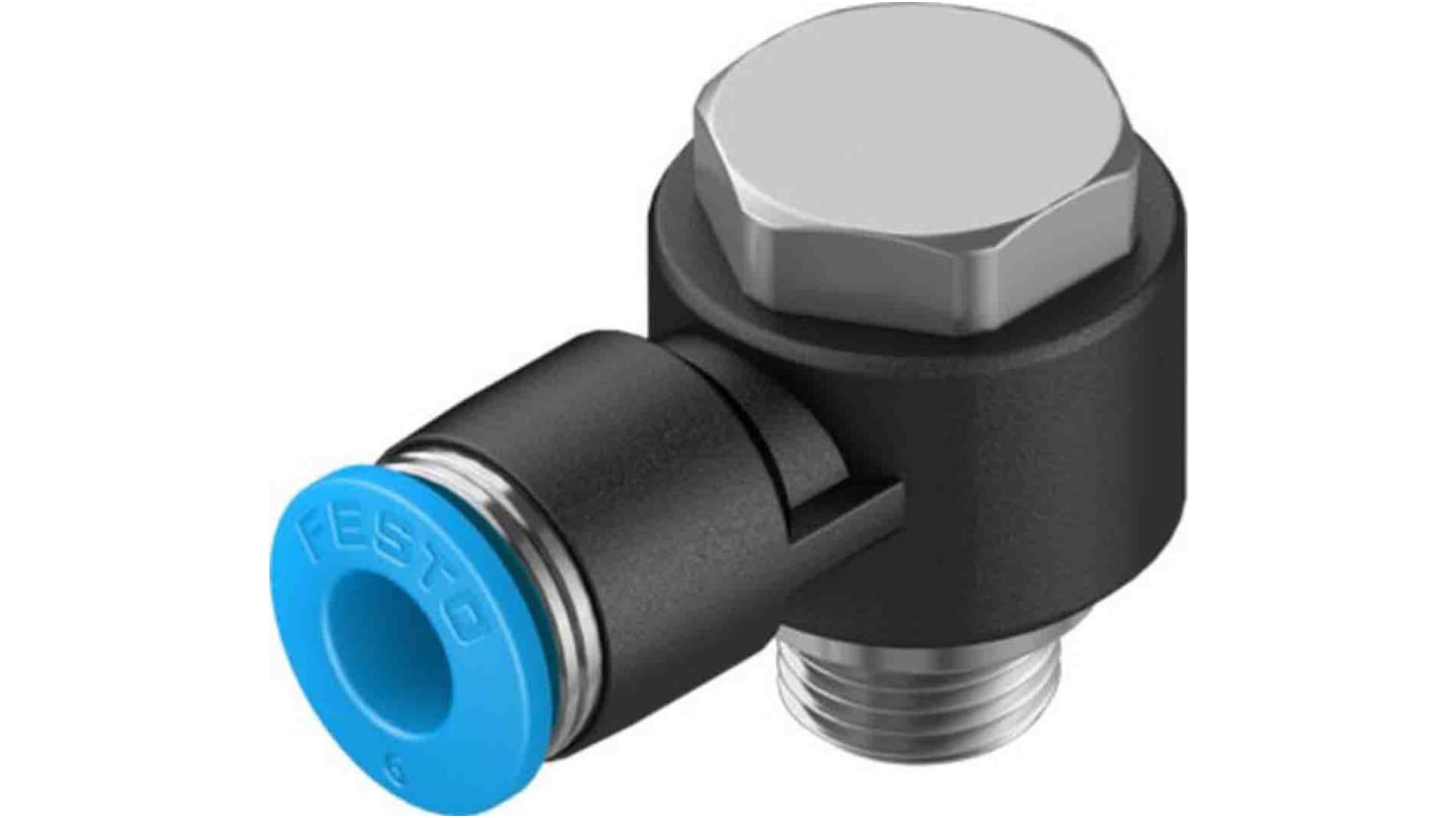 Festo Elbow Threaded Adaptor, G 1/8 Male to Push In 6 mm, Threaded-to-Tube Connection Style, 132061