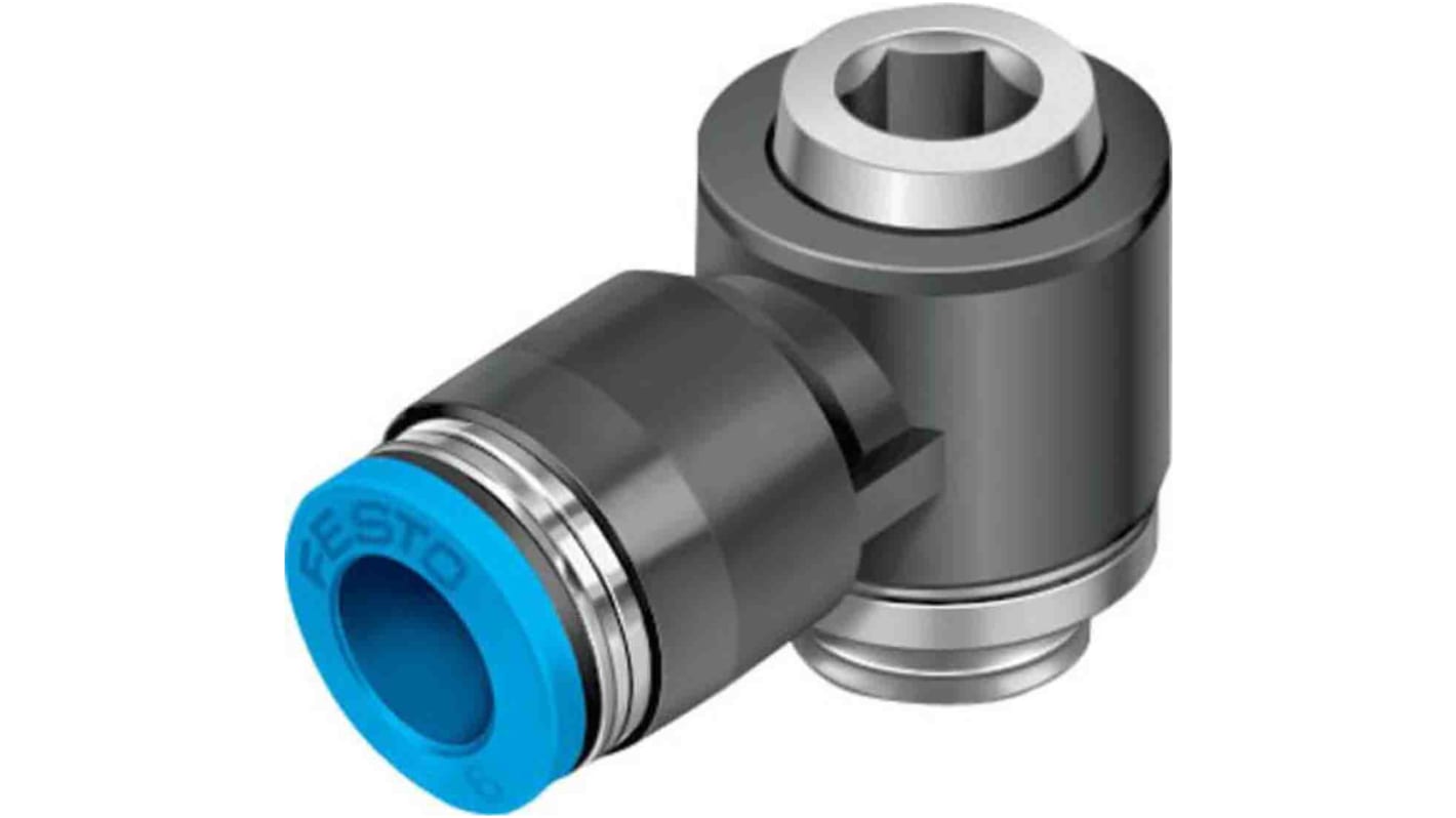 Festo Elbow Threaded Adaptor, G 3/8 Male to Push In 10 mm, Threaded-to-Tube Connection Style, 186154