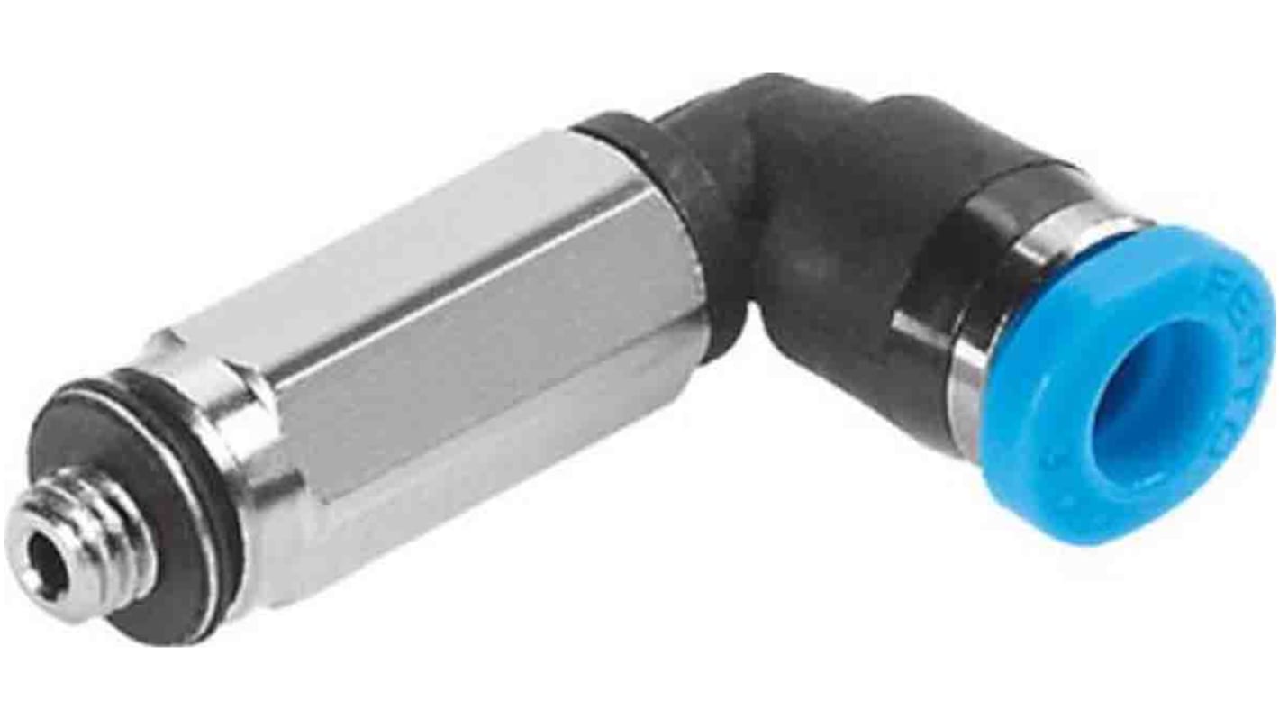 Festo Elbow Threaded Adaptor, M3 Male to Push In 3 mm, Threaded-to-Tube Connection Style, 153337