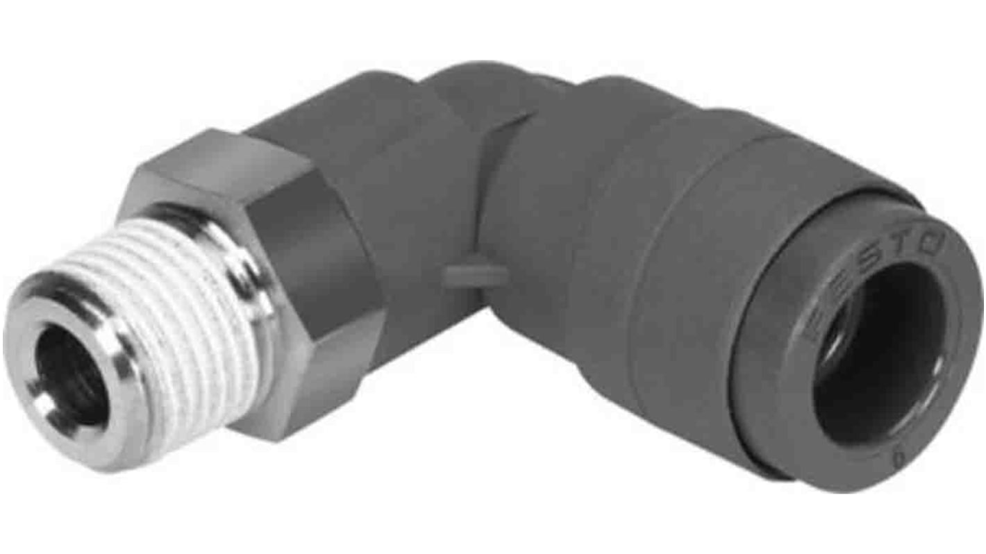 Festo Elbow Threaded Adaptor, R 1/4 Male to Push In 10 mm, Threaded-to-Tube Connection Style, 160515