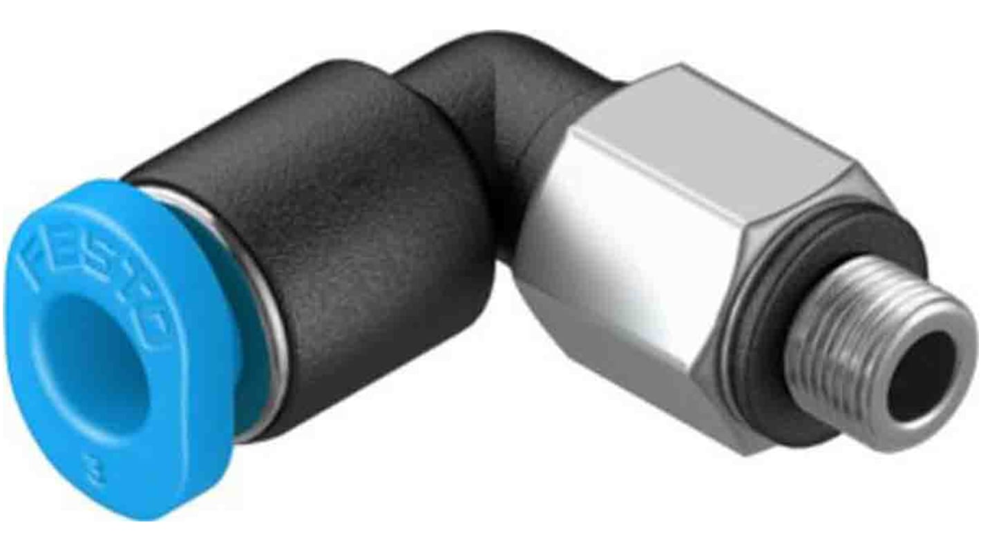 Adaptateur fileté coudé Festo vers Enfichable, 3 mm M3 mâle