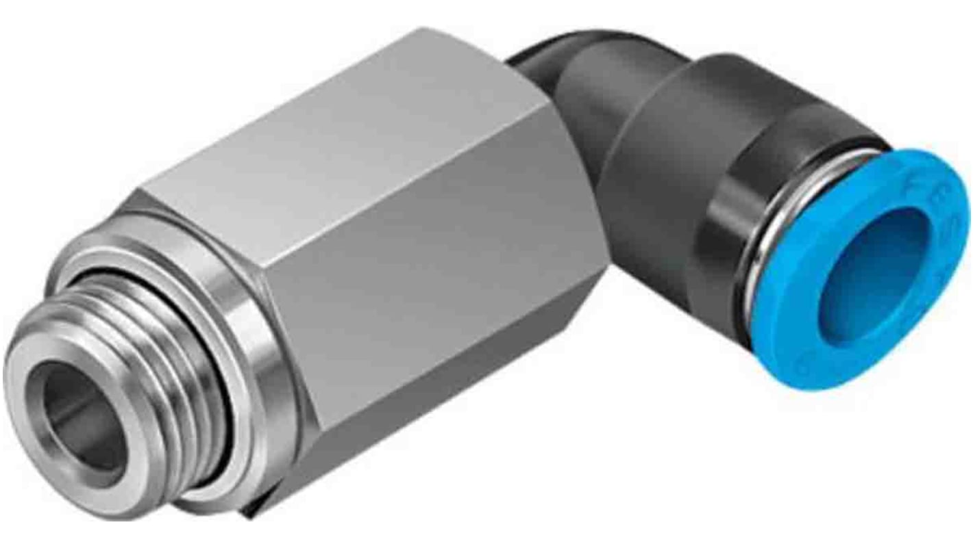 Festo Elbow Threaded Adaptor, G 1/8 Male to Push In 6 mm, Threaded-to-Tube Connection Style, 186271