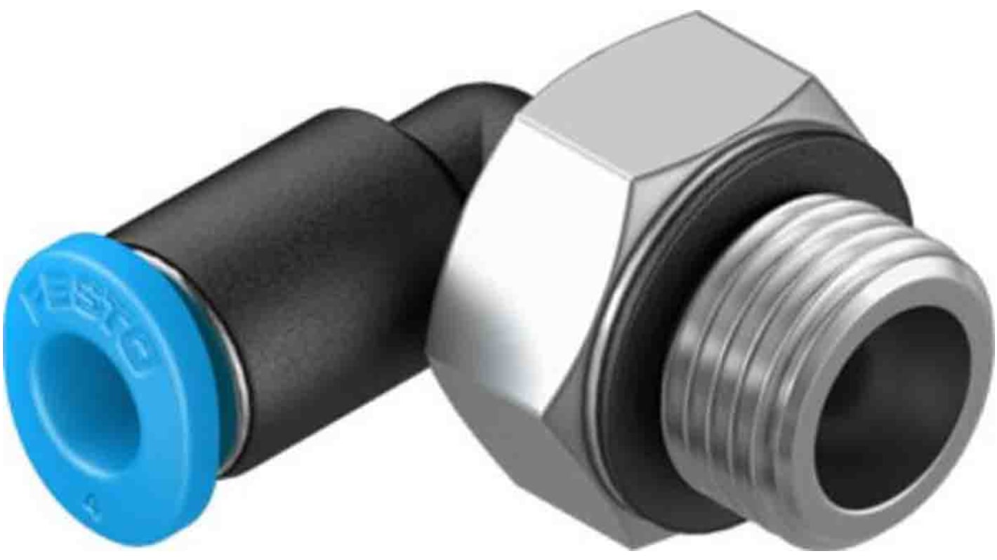 Festo Elbow Threaded Adaptor, G 1/8 Male to Push In 4 mm, Threaded-to-Tube Connection Style, 132897