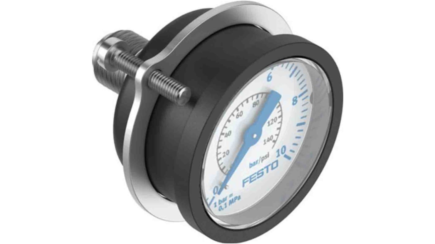 Festo Analogue Pressure Gauge 16bar Back Entry, FMA-50-16-1/4-EN, 0bar min., 159600