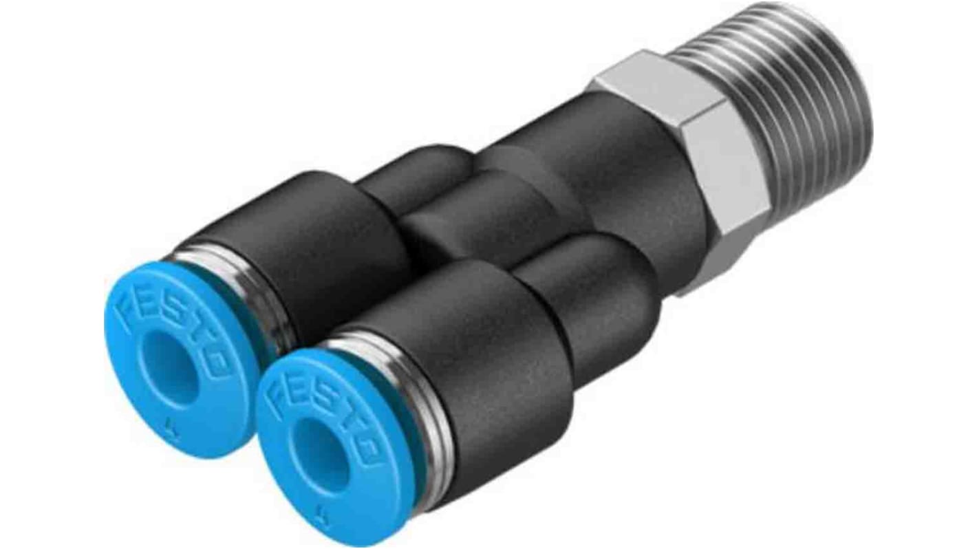 Festo Y Threaded Adaptor, Push In 4 mm to Push In 4 mm, Threaded-to-Tube Connection Style, 153138