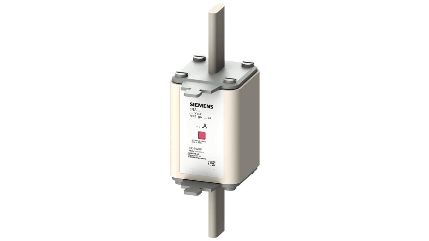 Fusibile con linguette centrate, Siemens, 160A, fusibile NH2 con velocità F, standard IEC 60269, cat. gG 500V ca