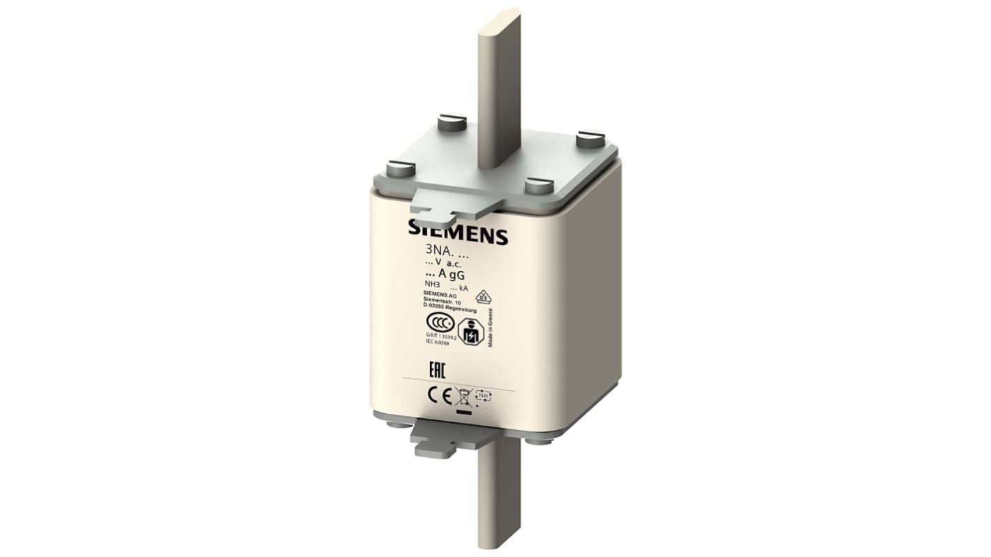 Fusibile con linguette centrate, Siemens, 200A, fusibile NH3, standard IEC 60269, cat. gG 500V ca