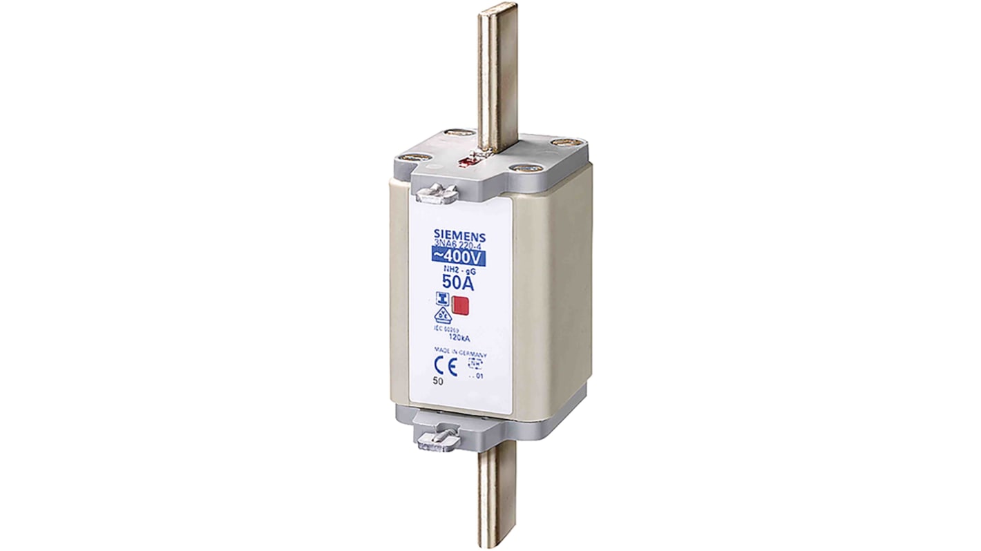 Fusibile con linguette centrate, Siemens, 200A, fusibile NH2 con velocità F, standard IEC 60269, cat. gG 400V ca