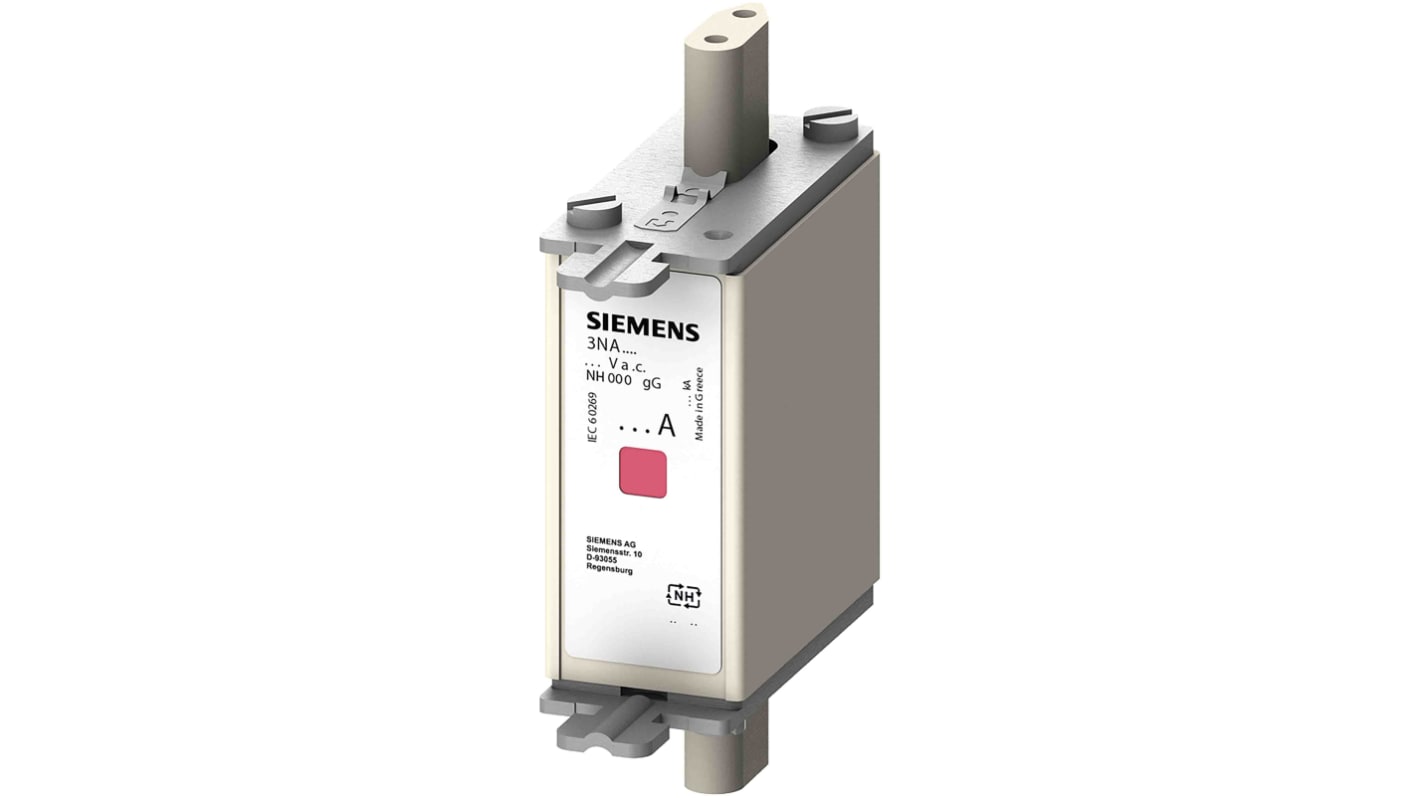 Fusible de cuchillas centradas Siemens, NH000, gG, 500V ac, 63A, F, IEC 60269