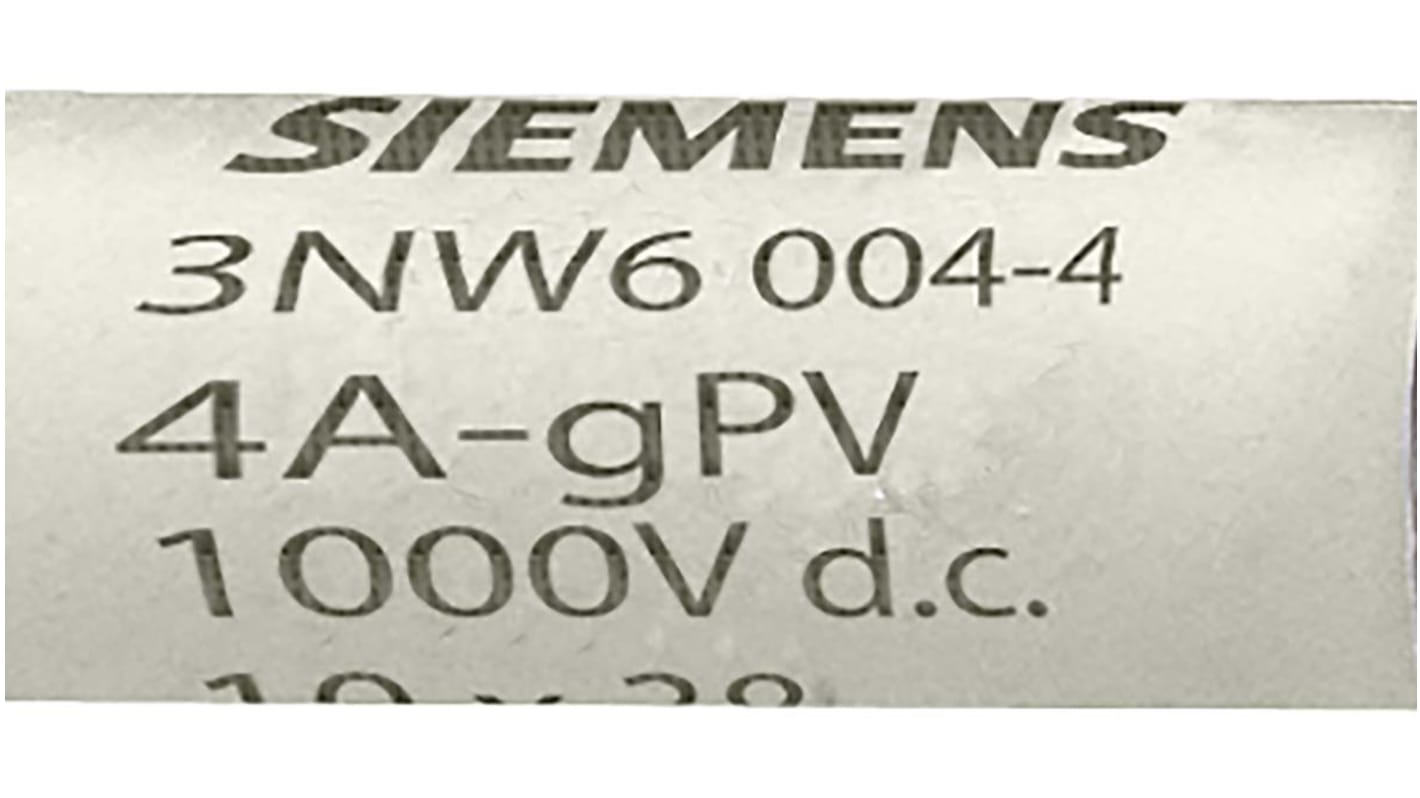 Fusible de cartucho Siemens, 1000V dc, 10A, 10 x 38mm