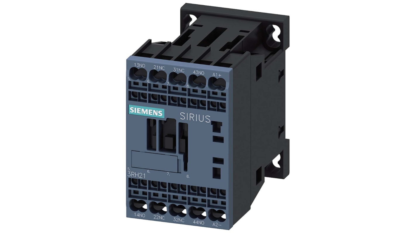 Siemens Contactor, 10 A, 2.8 kW, 2NO + 2NC